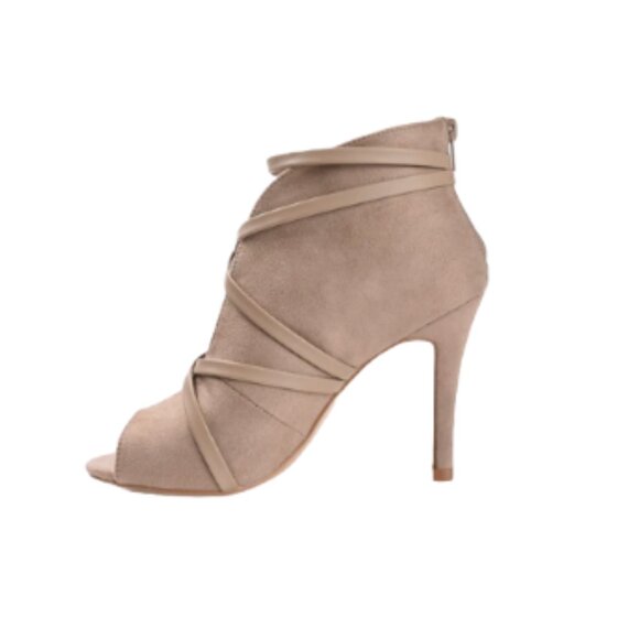 JOURNEE COLLECTION Samara Stiletto Heeled Booties, Faux Suede, Taupe, 6.5M NWT** - Picture 5 of 5